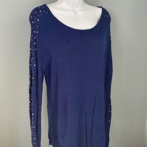 Roz & Ali rhinestone sweater M royal blue